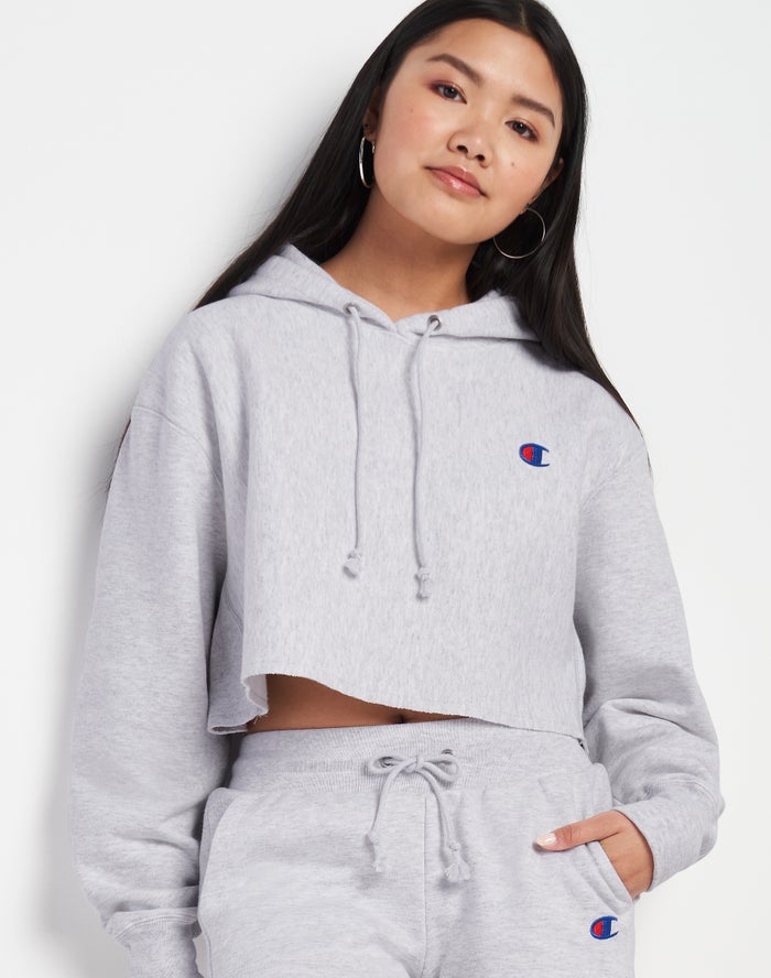 Champion Reverse Weave Cropped Cut-Off C Logo - Naisten Harmaat Huppari - Suomi 6784321-AL